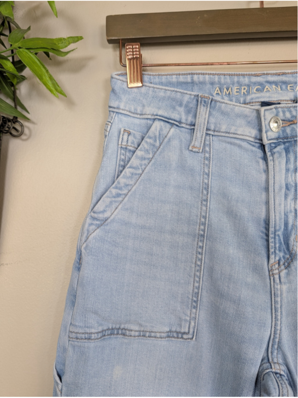 American Eagle 0 Dreamy Drape Super Hi Rise Baggy Wide Leg Jeans Stretch AE - Picture 3 of 13